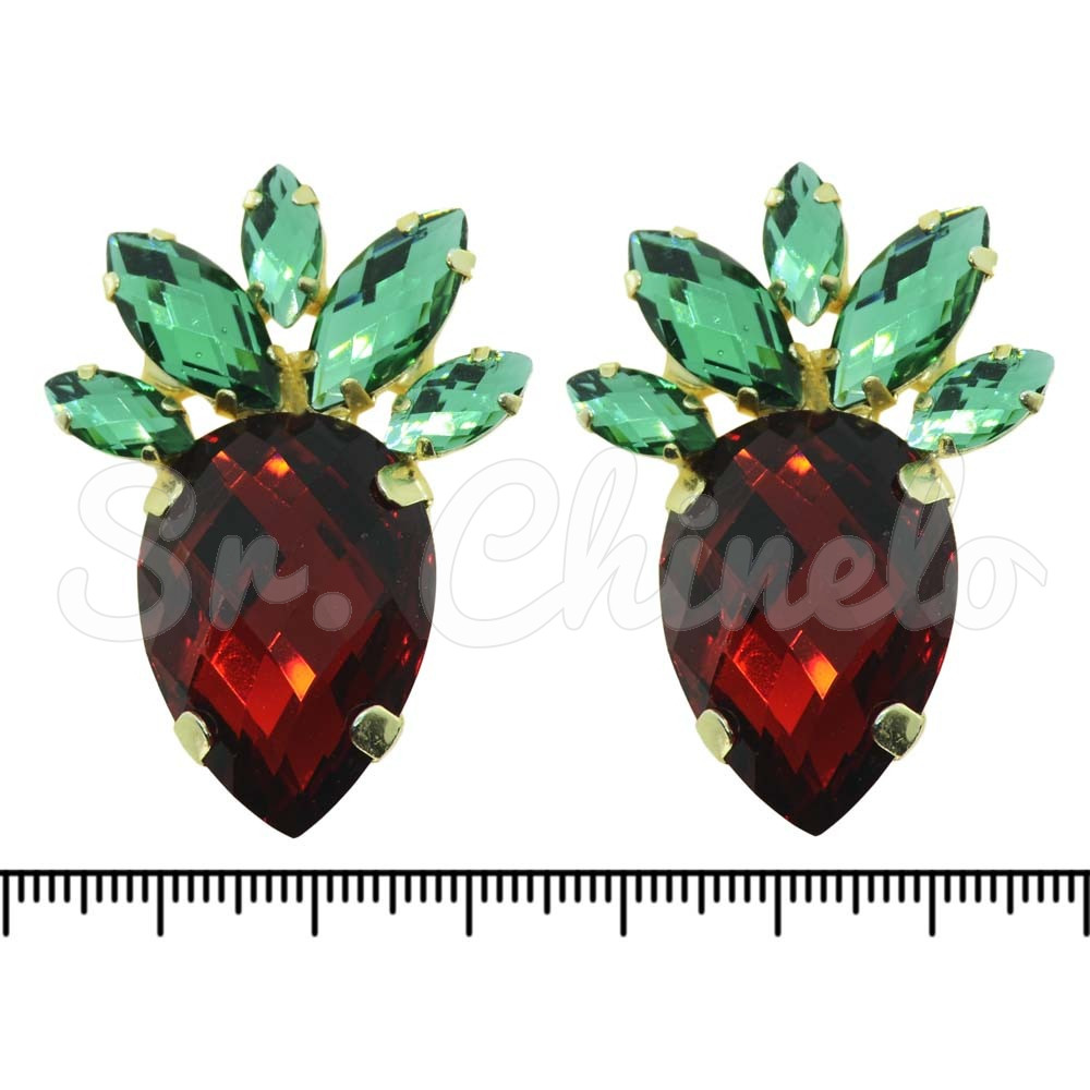 Piercing de Rebite, Banhado, Morango, Vermelho/Verde