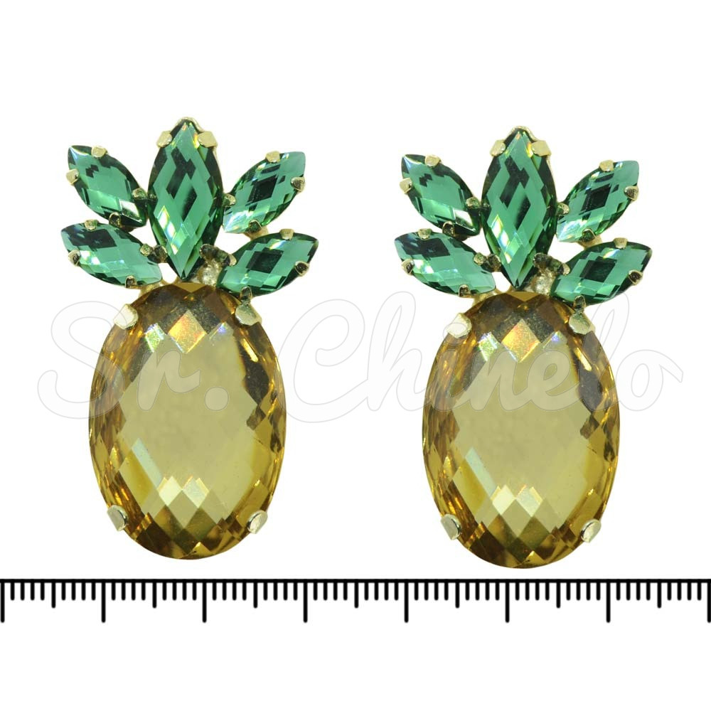 Piercing de Rebite, Banhado, Abacaxi, Amarelo/Verde