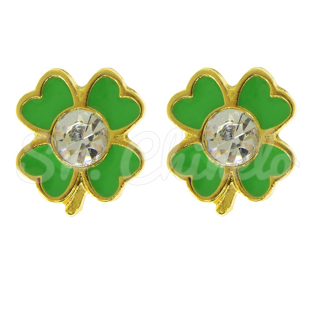 Piercing de Rebite, Trevo, Ouro, Verde