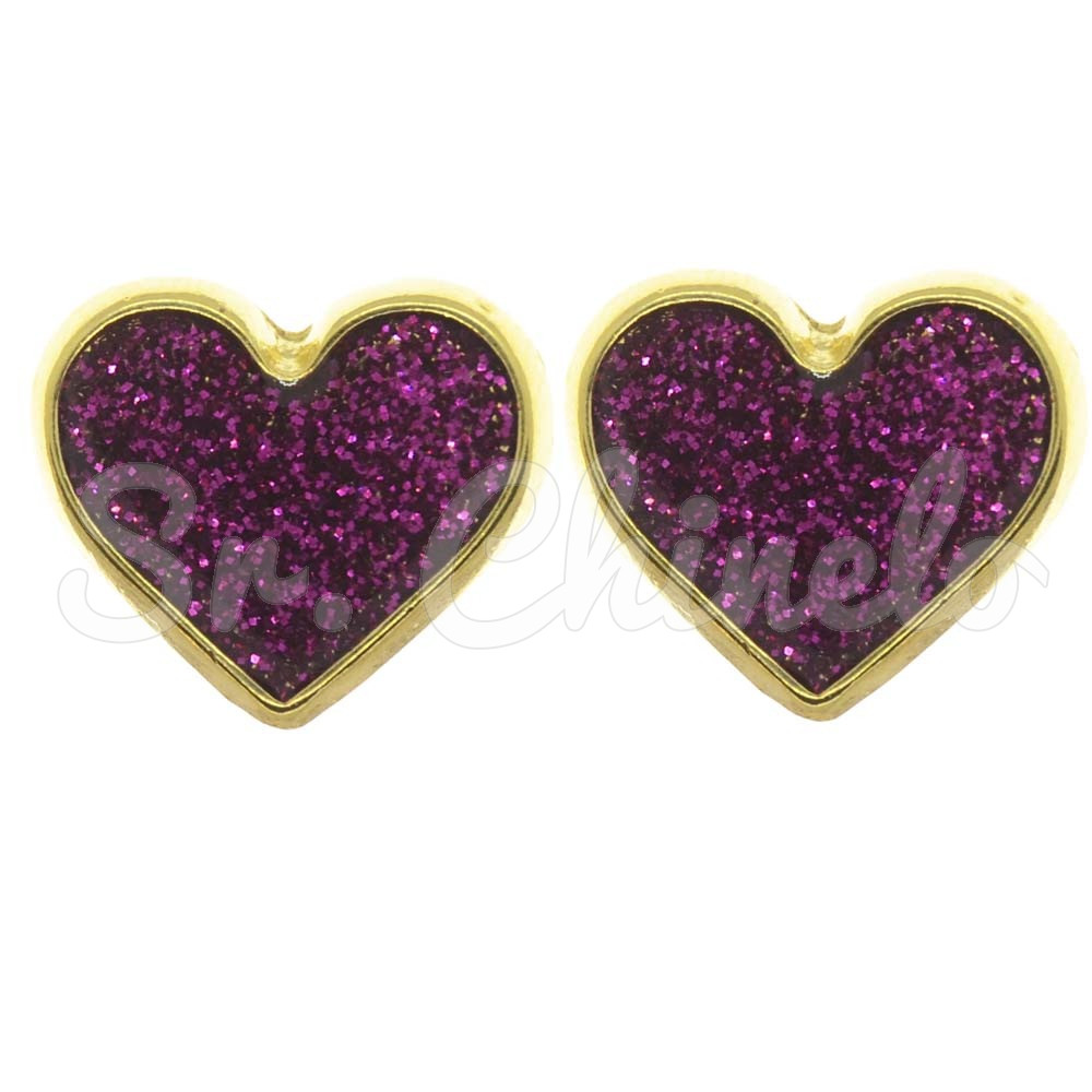 Piercing de Rebite, Coração com Glitter, Rosa Pink