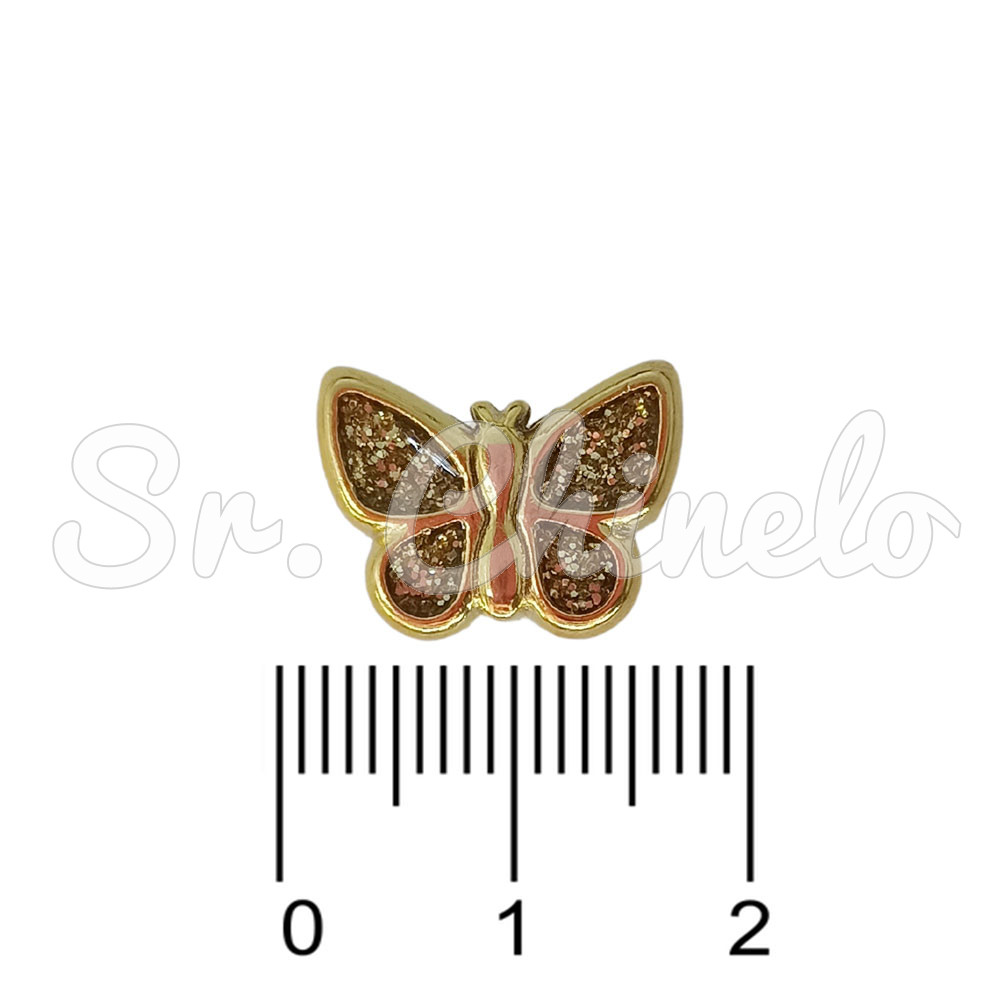 Piercing de Rebite, Borboletinha, Ouro, Glitter Dourado