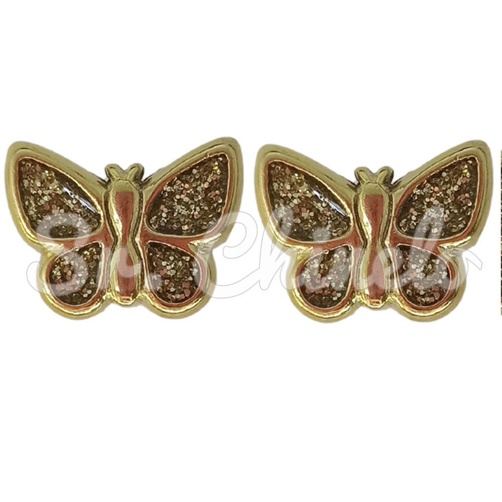 Piercing de Rebite, Borboletinha, Ouro, Glitter Dourado