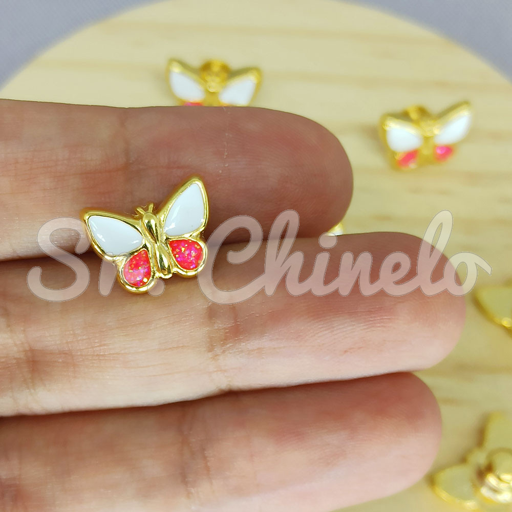 Piercing de Rebite, Borboletinha, Branco/Pink