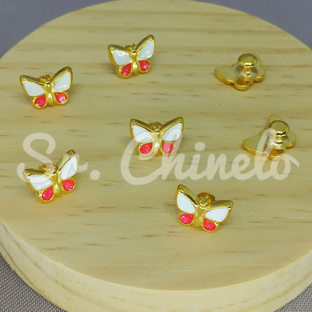 Piercing de Rebite, Borboletinha, Branco/Pink