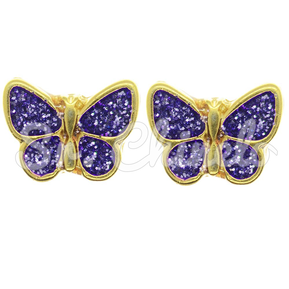 Piercing de Rebite, Borboletinha Roxo com Glitter