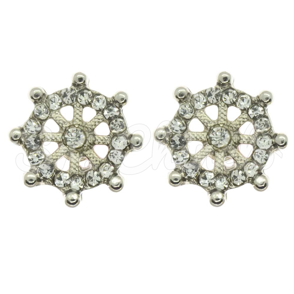 Piercing de Rebite, Mini Leme, Prata, Cristal