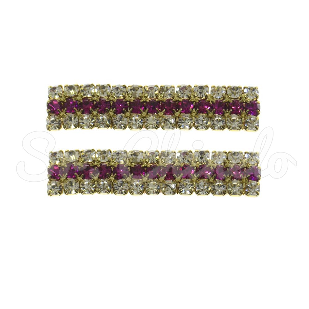 Piercing de Rebite, Ouro, Cristal/Fúcsia