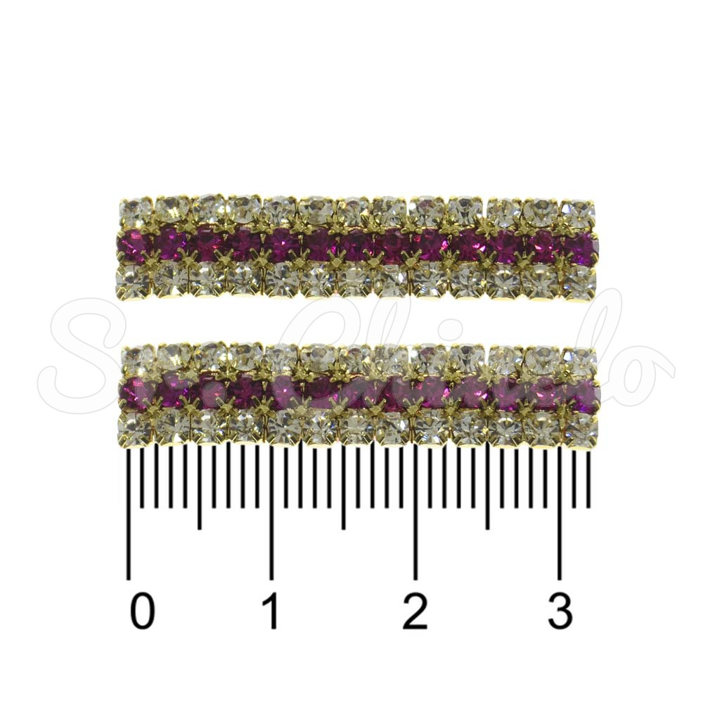 Piercing de Rebite, Ouro, Cristal/Fúcsia