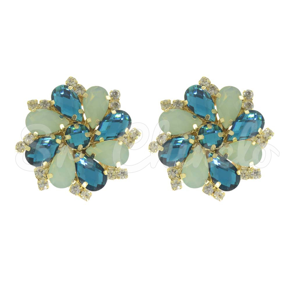 Piercing de Rebite, Banhado, Flor, Turquesa/Menta