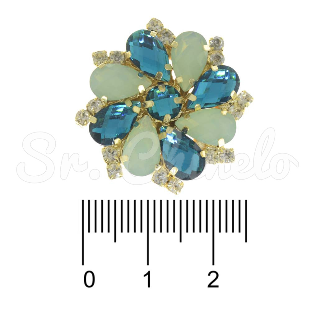 Piercing de Rebite, Banhado, Flor, Turquesa/Menta