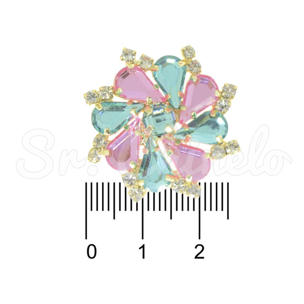 Piercing de Rebite, Banhado, Flor, Tiffany/Rosa Claro