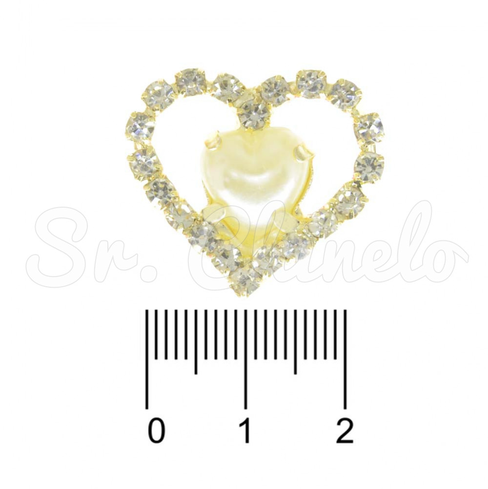 Piercing de Rebite, Banhado, Coração, Pérola Creme/Strass Cristal