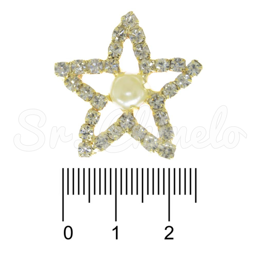 Piercing de Rebite, Banhado, Estrela, Pérola Creme/Strass Cristal