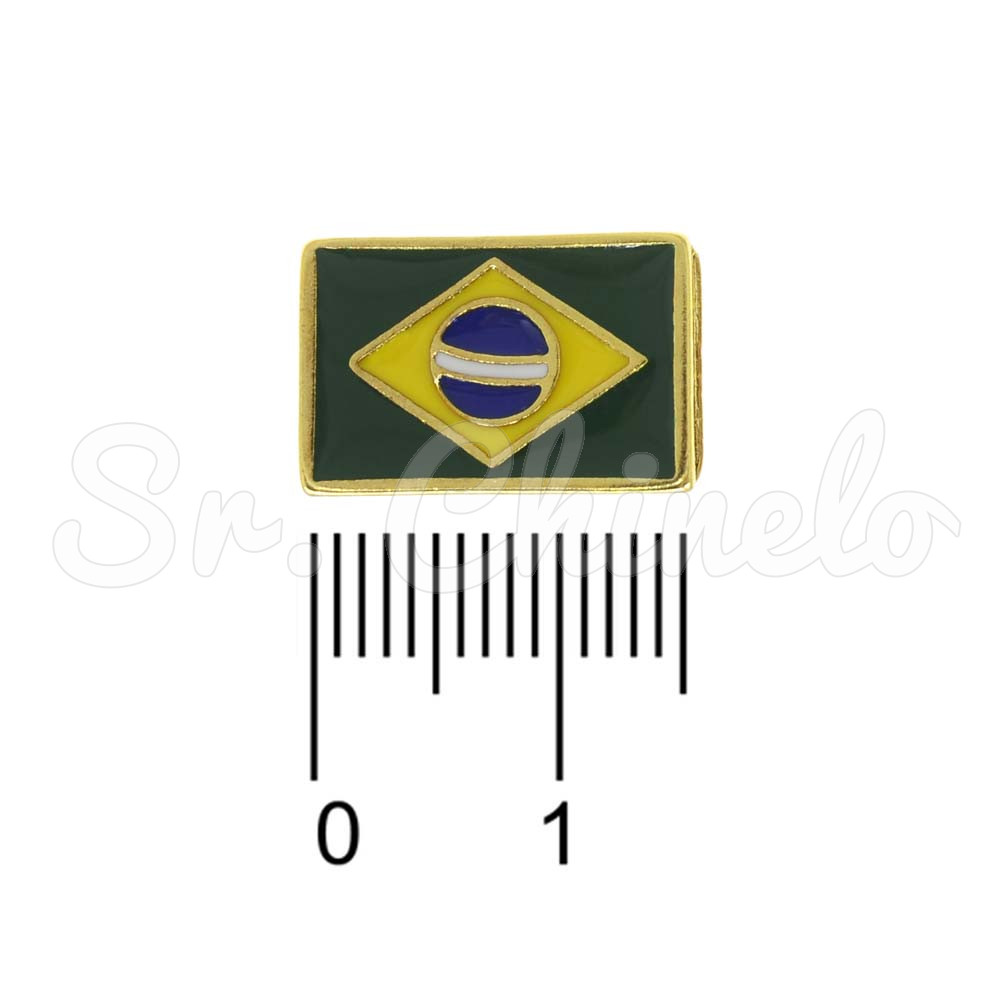Piercing de Rebite, Bandeira Brasil, Verde/Amarelo/Azul/Branco