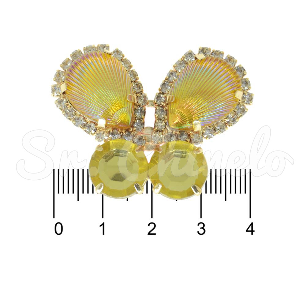 Piercing de Rebite, Banhado, Borboleta Sereia, Amarelo/Dourado