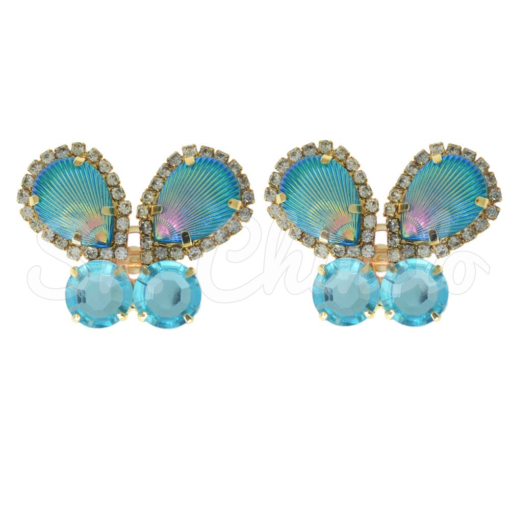 Piercing de Rebite, Banhado, Borboleta Sereia, Azul/Tiffany