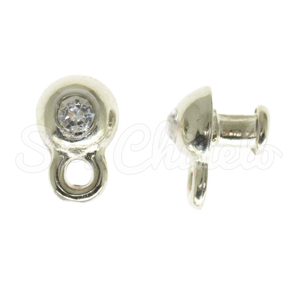 Piercing de Rebite com Argola, Prata, Strass Cristal