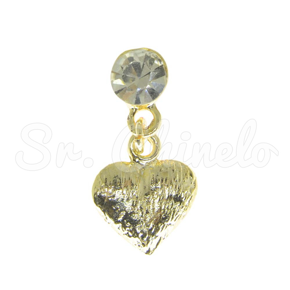 Piercing de Rebite com Pingente, Coração, Strass Cristal