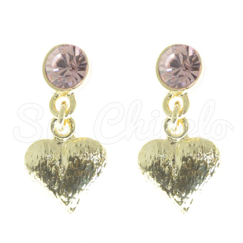 Piercing de Rebite com Pingente, Coração, Strass Rosa Claro