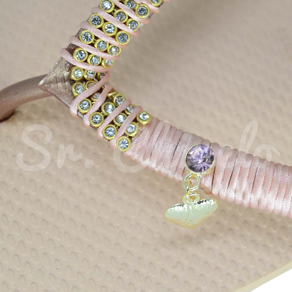 Piercing de Rebite com Pingente, Coração, Strass Rosa Claro