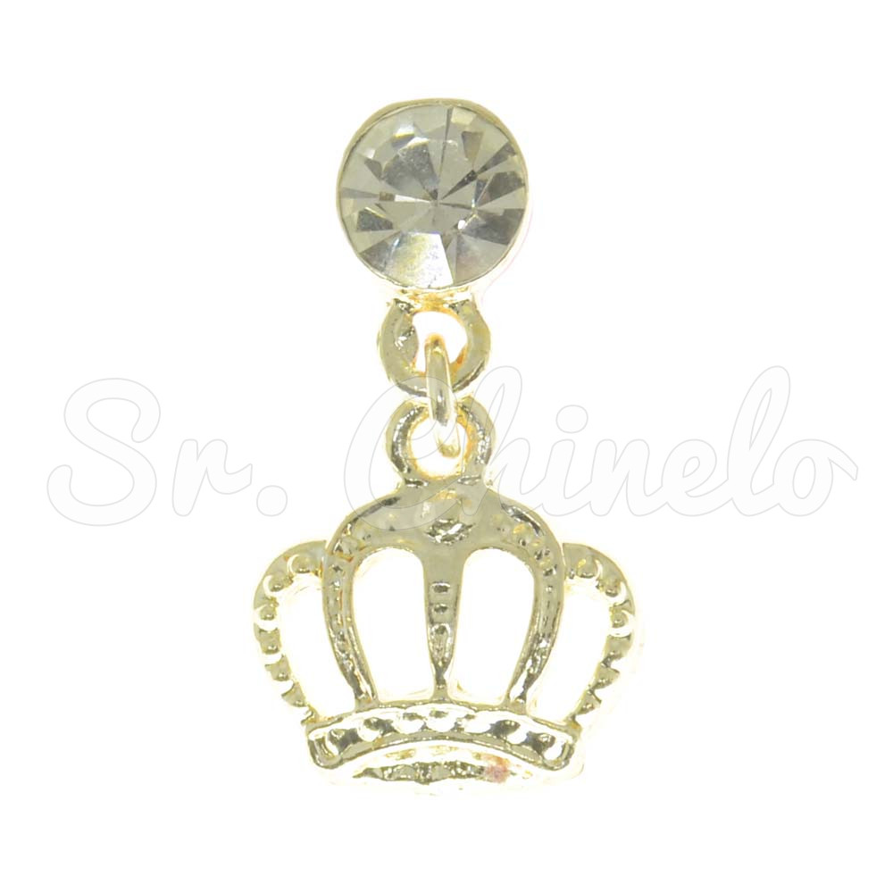 Piercing de Rebite com Pingente, Coroa, Strass Cristal