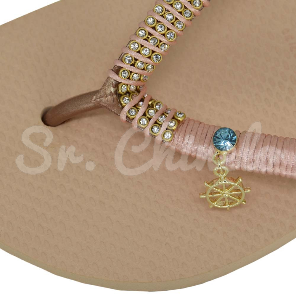 Piercing de Rebite com Pingente, Leme, Strass Tiffany