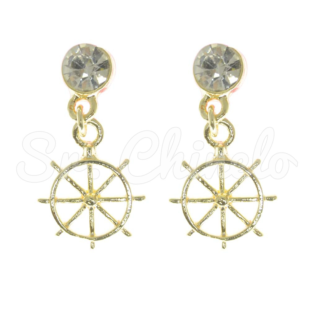 Piercing de Rebite com Pingente, Leme, Strass Cristal