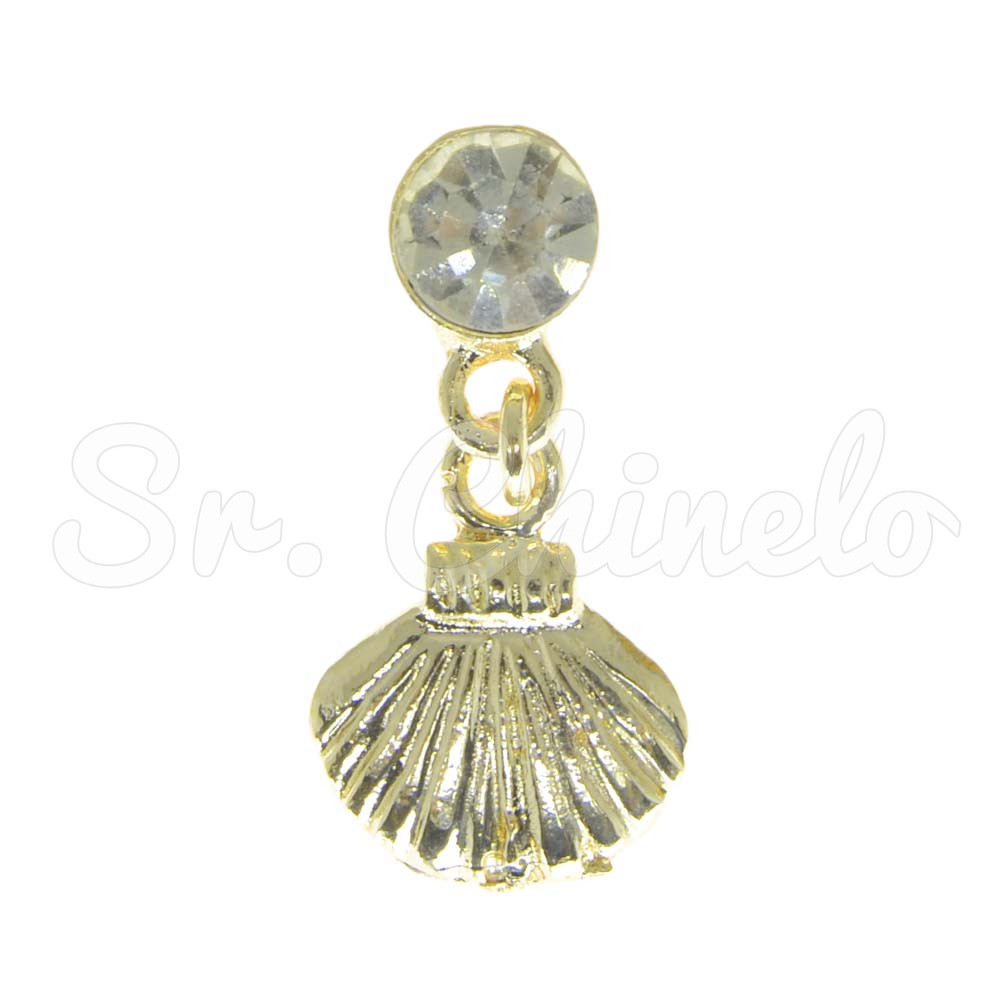 Piercing de Rebite com Pingente, Concha, Strass Cristal
