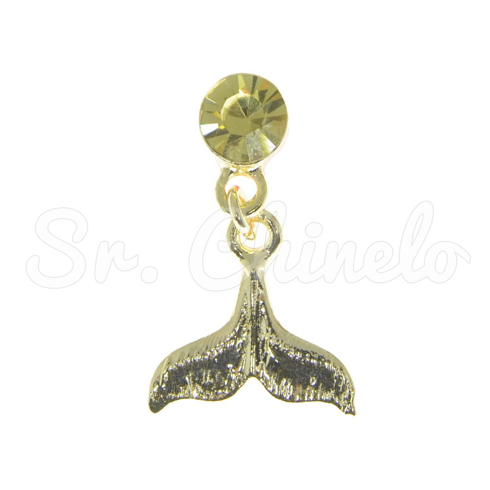 Piercing de Rebite com Pingente, Rabo de Sereia, Strass Jonquil