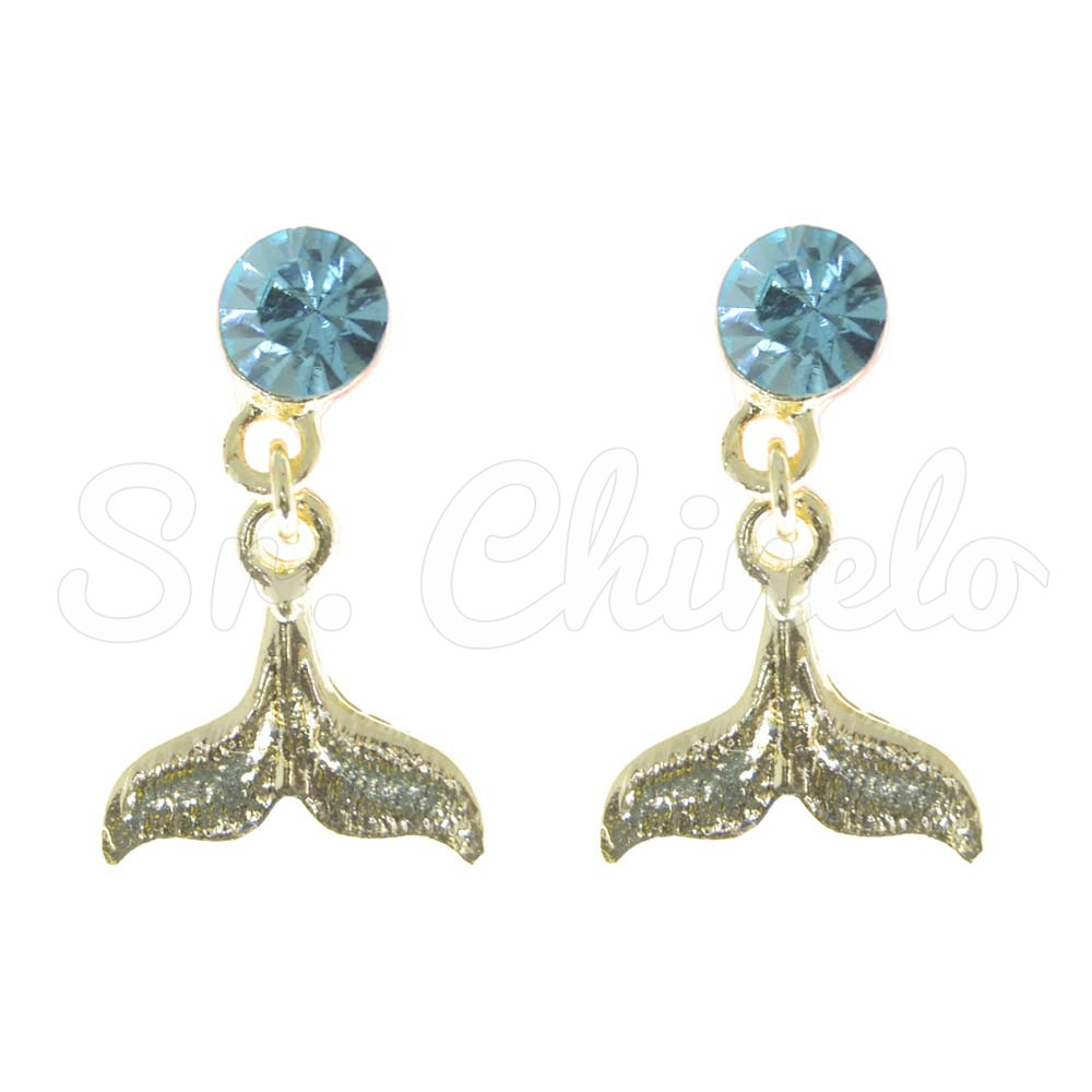 Piercing de Rebite com Pingente, Rabo de Sereia, Strass Tiffany