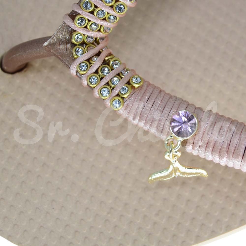 Piercing de Rebite com Pingente, Rabo de Sereia, Strass Rosa 