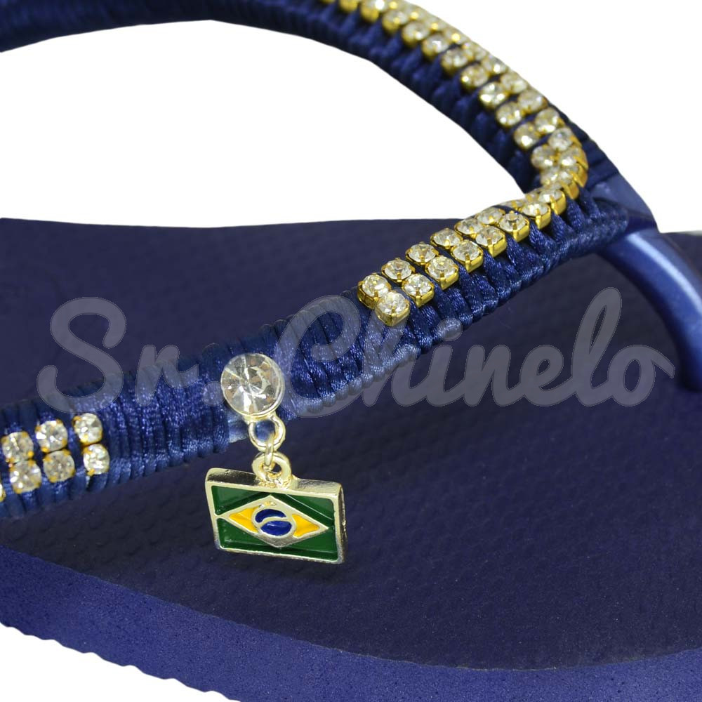 Piercing de Rebite com Pingente, Bandeira Brasil, Verde/Amarelo/Azul