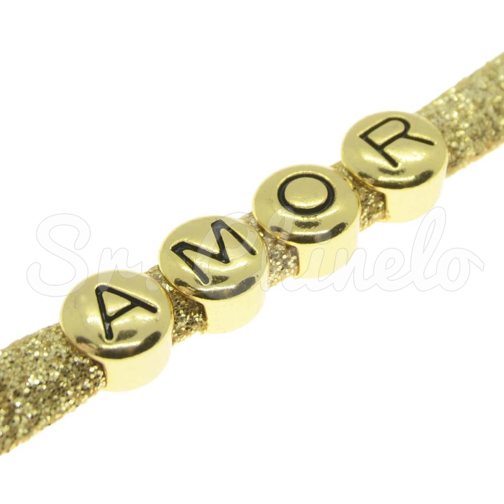 Letra com Resina, Passante, Ouro, Preto