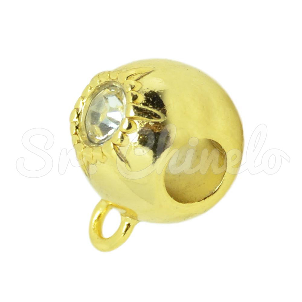 Passante com Argola, Ponto de Luz, Ouro, Cristal