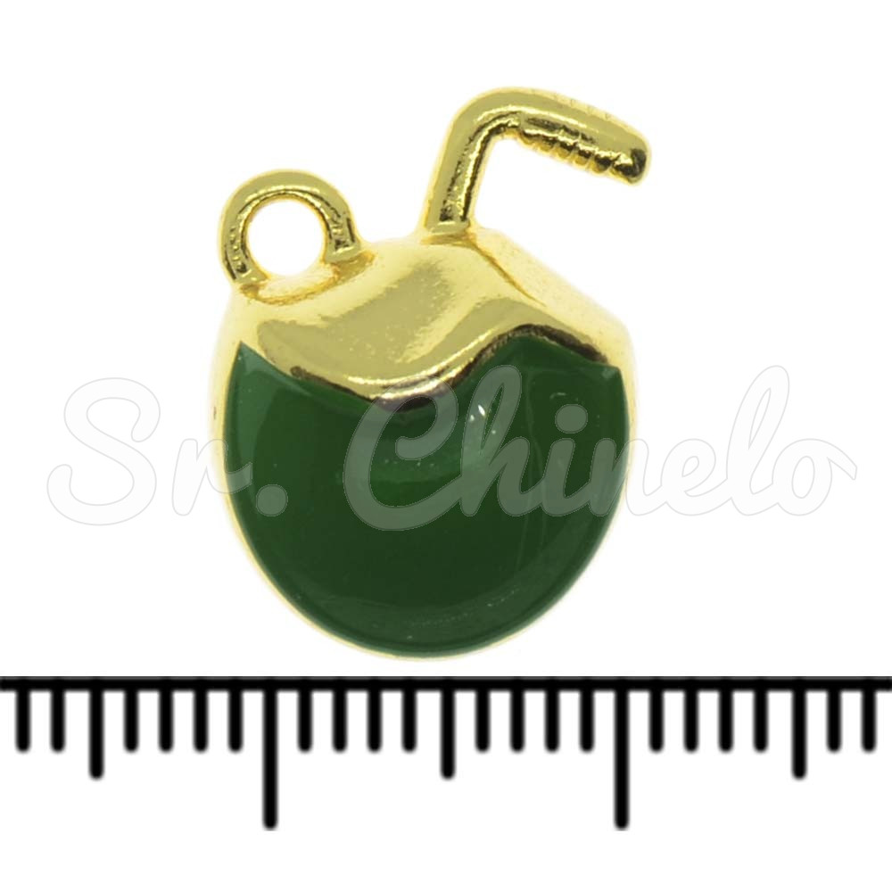 Pingente, Coco, Ouro, Verde