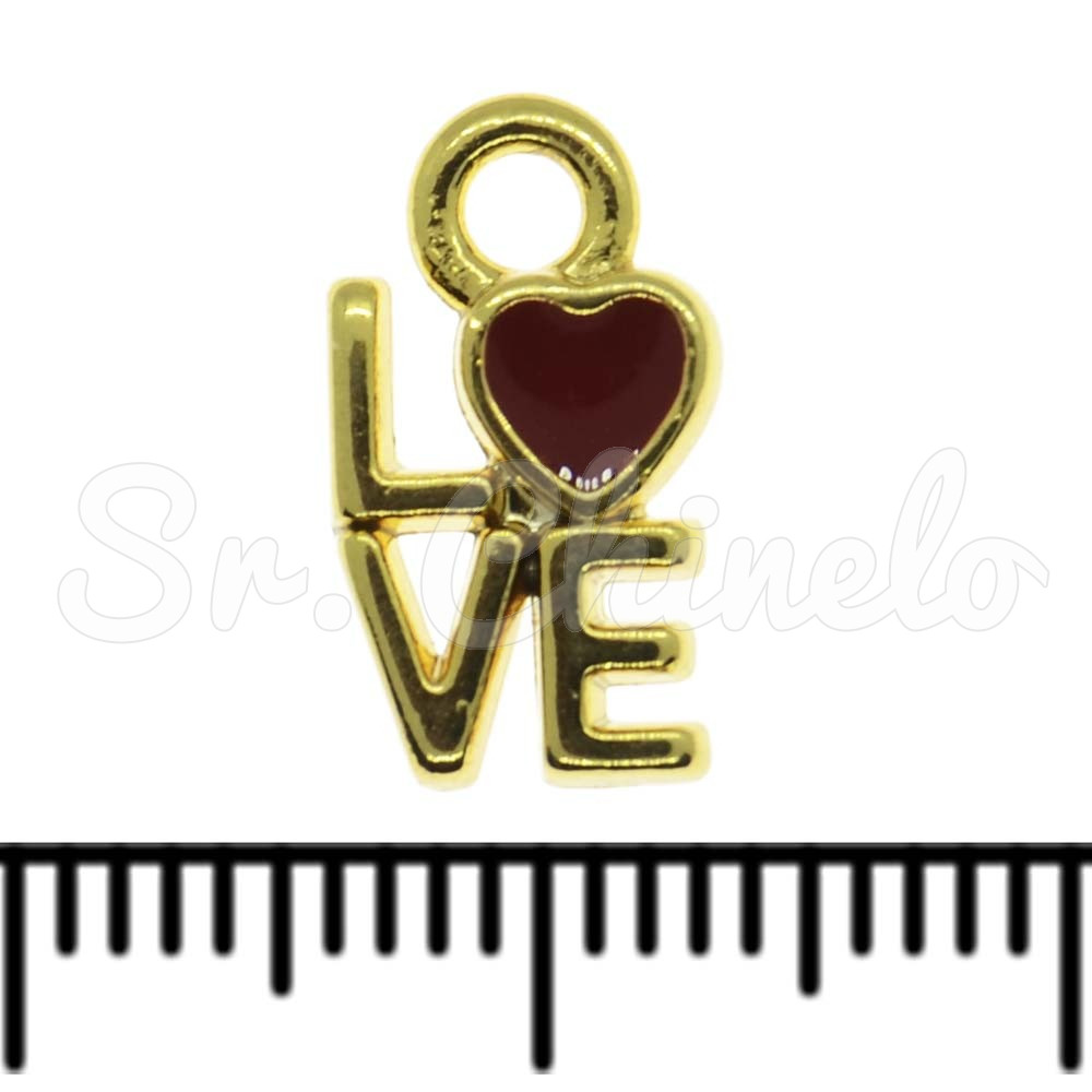 Pingente, Love, Ouro, Vermelho