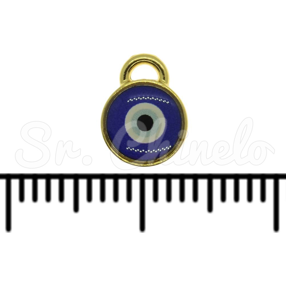Pingente, Olho Grego, Ouro, Azul Royal
