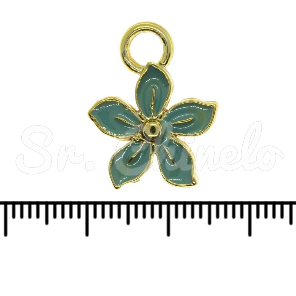 Pingente, Flor, Ouro, Verde Água