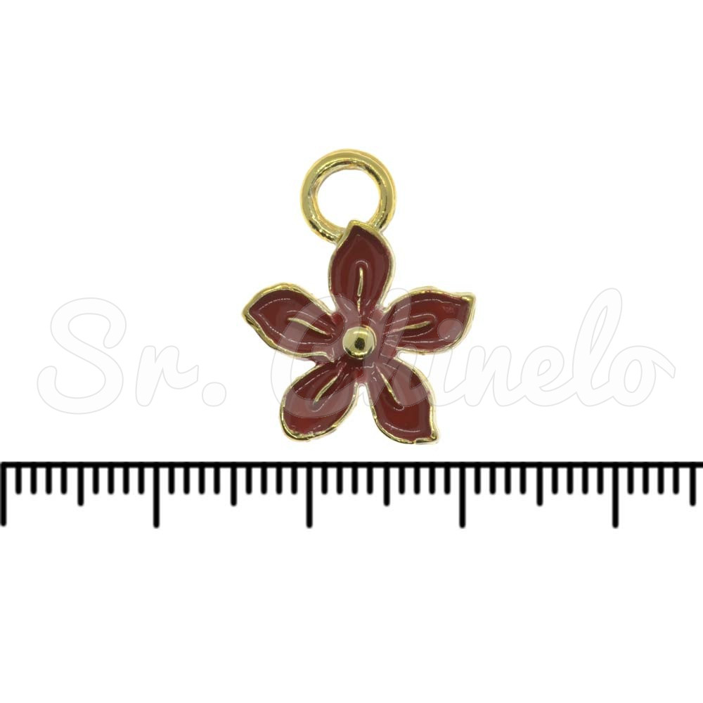 Pingente, Flor, Ouro, Vermelho