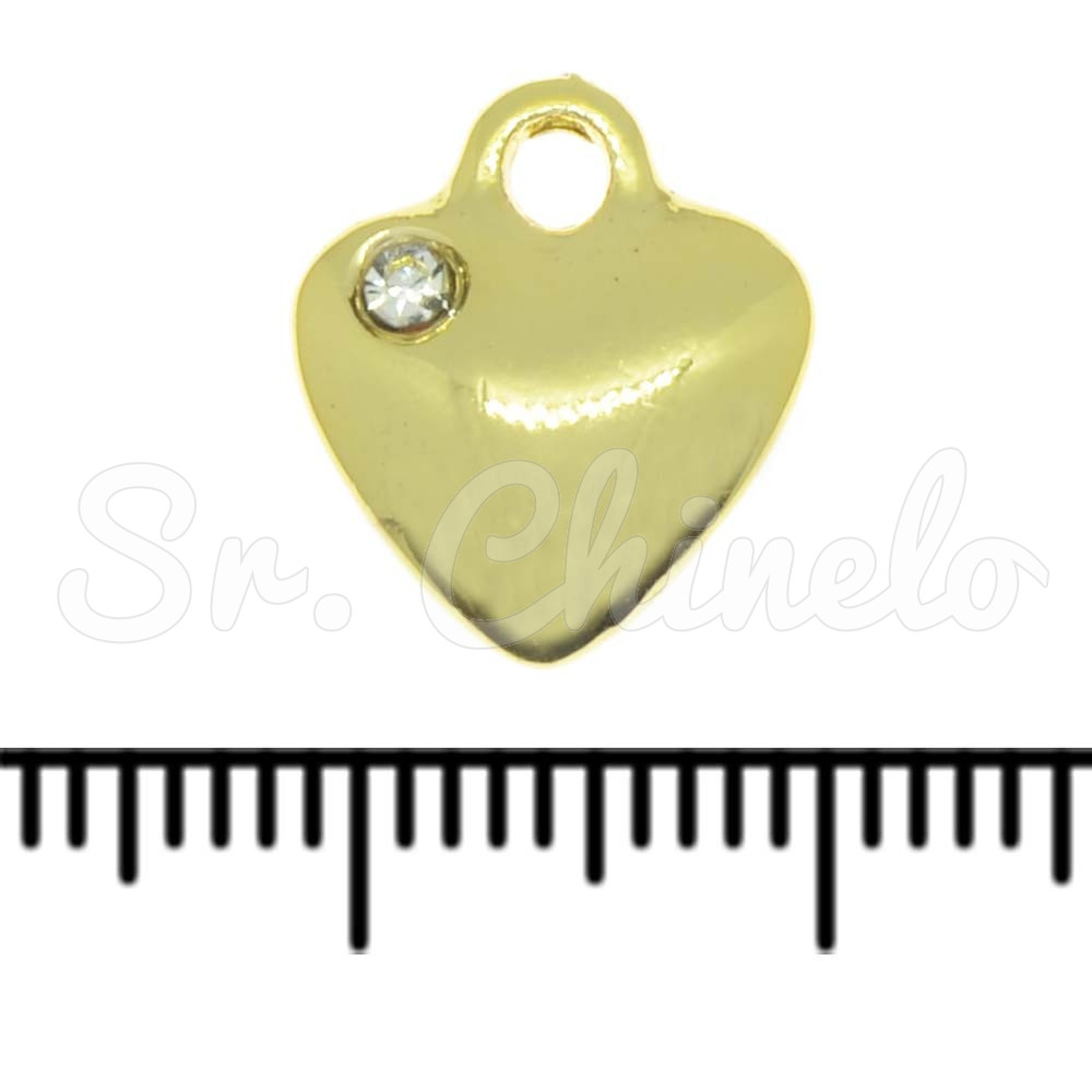Pingente, Coração, Ouro, Cristal
