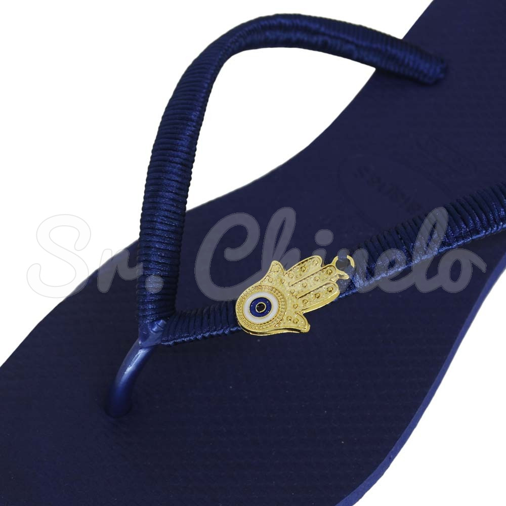 Pingente, Mão Grega, Azul/Branco