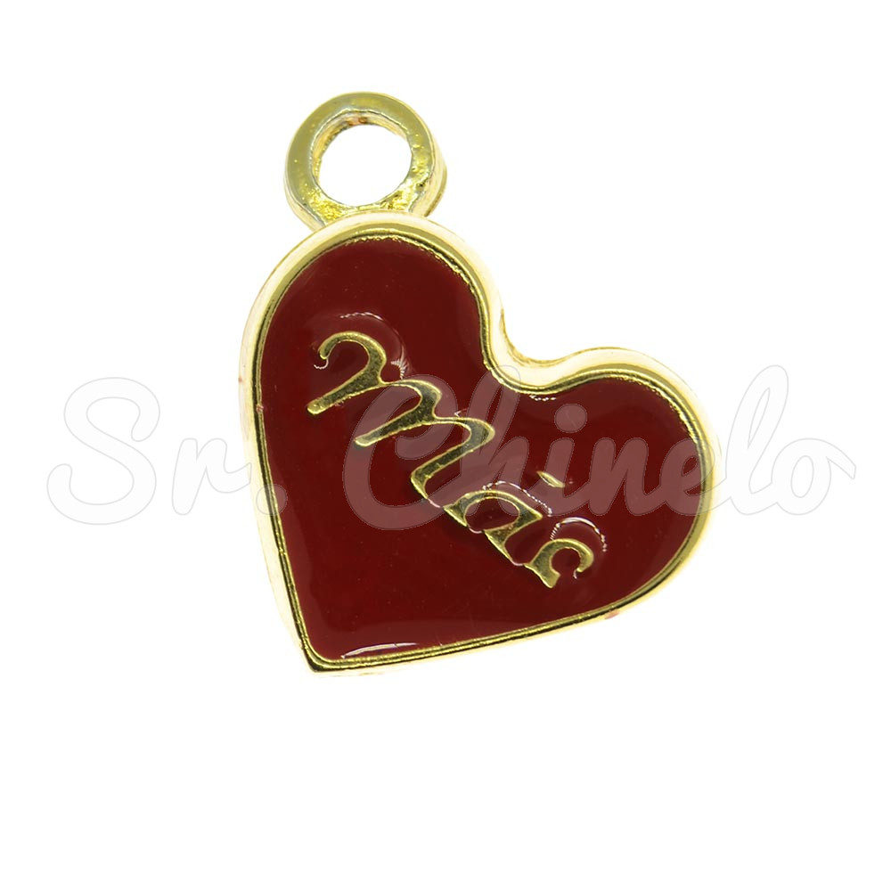 Pingente, Coração Mãe, Vermelho