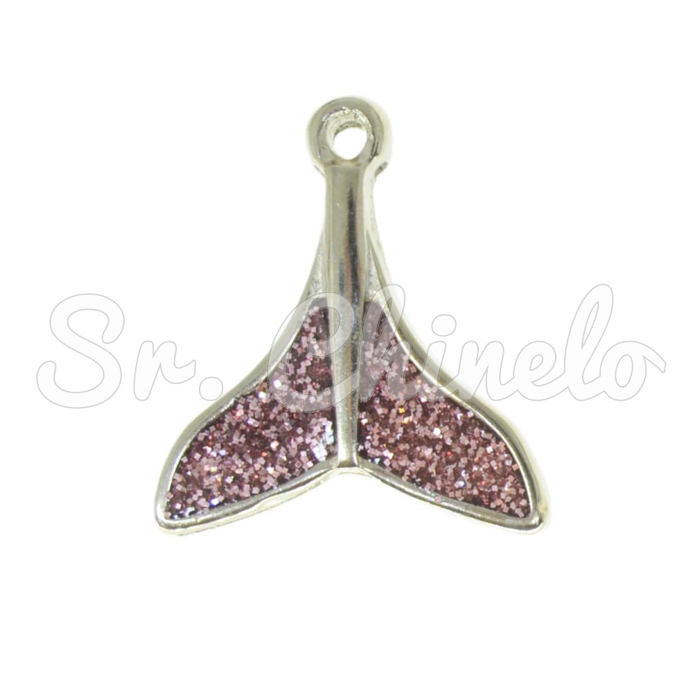 Pingente, Rabo de Sereia, Glitter Rosa
