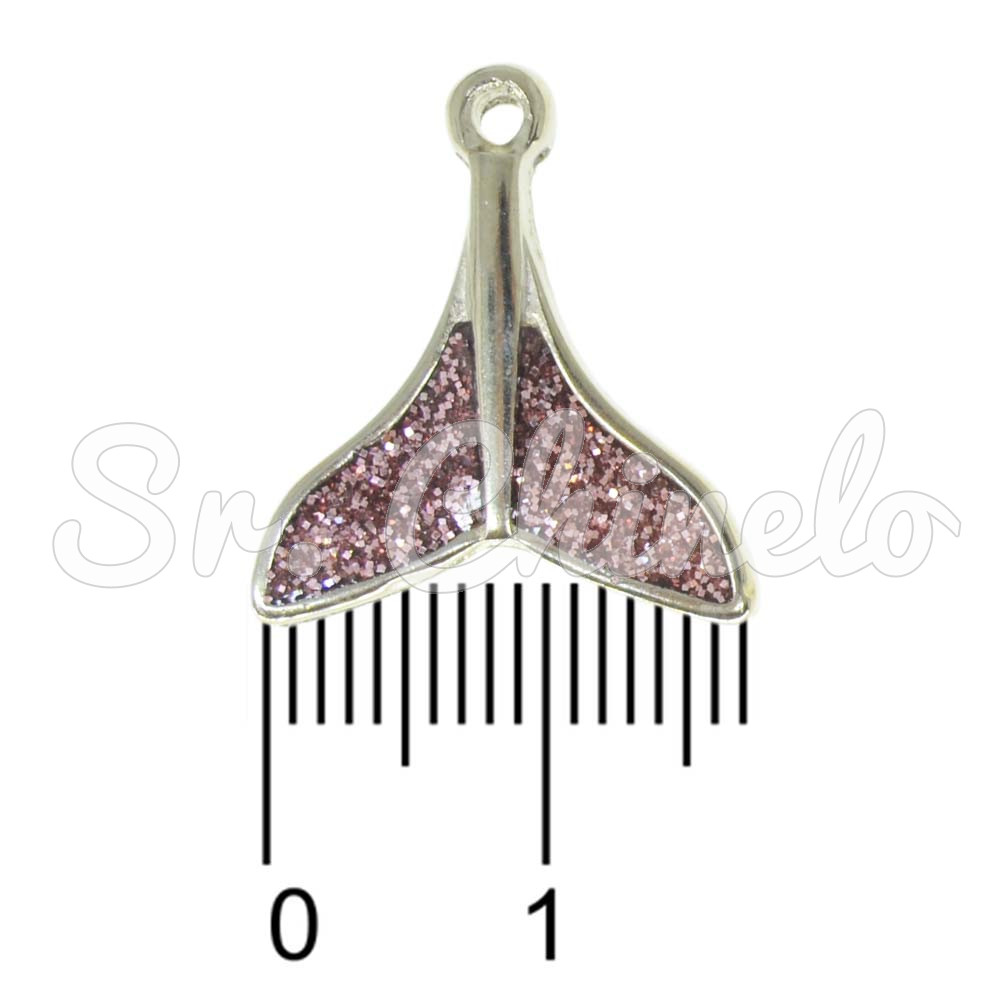 Pingente, Rabo de Sereia, Glitter Rosa