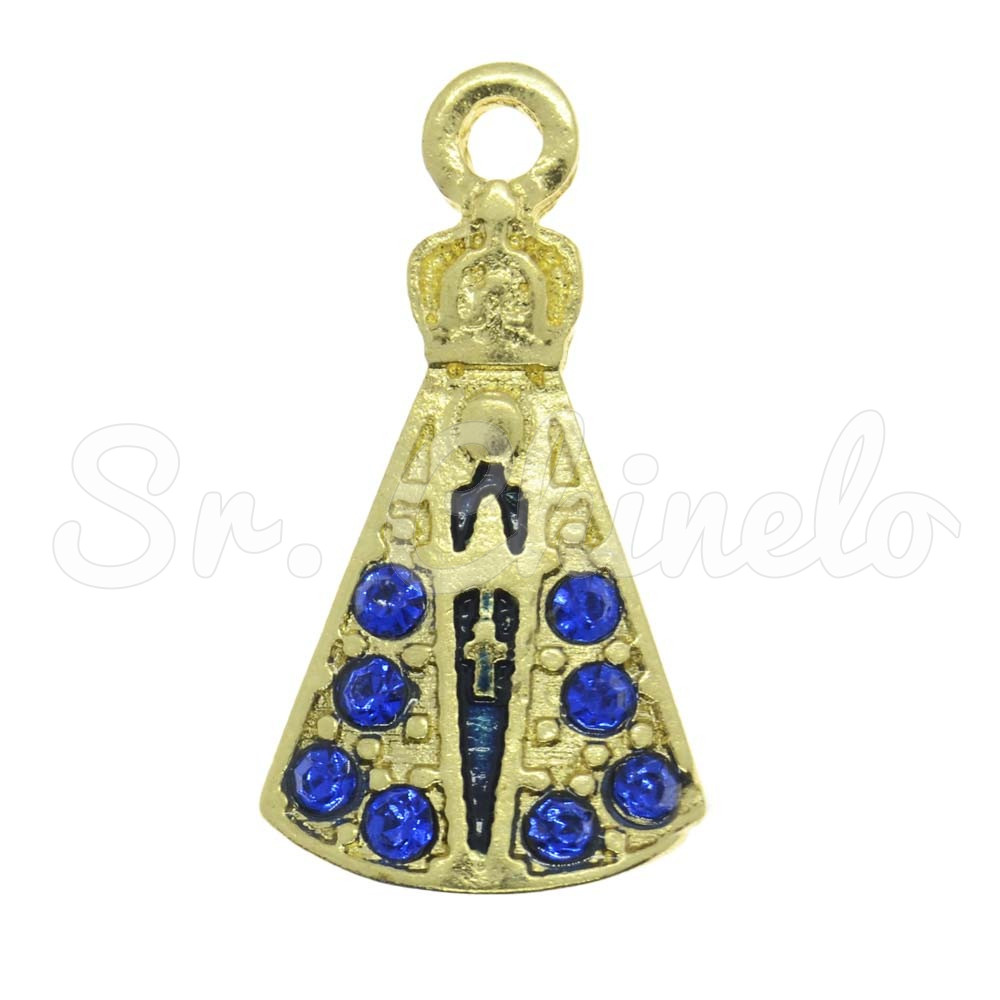 Pingente, N. Sra. Aparecida, Ouro, Azul
