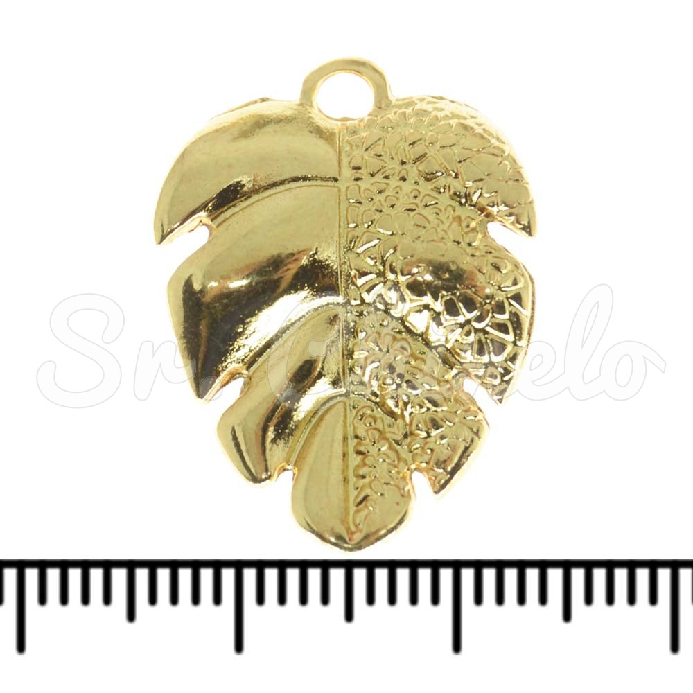 Pingente, Folha Costela de Adão, Ouro