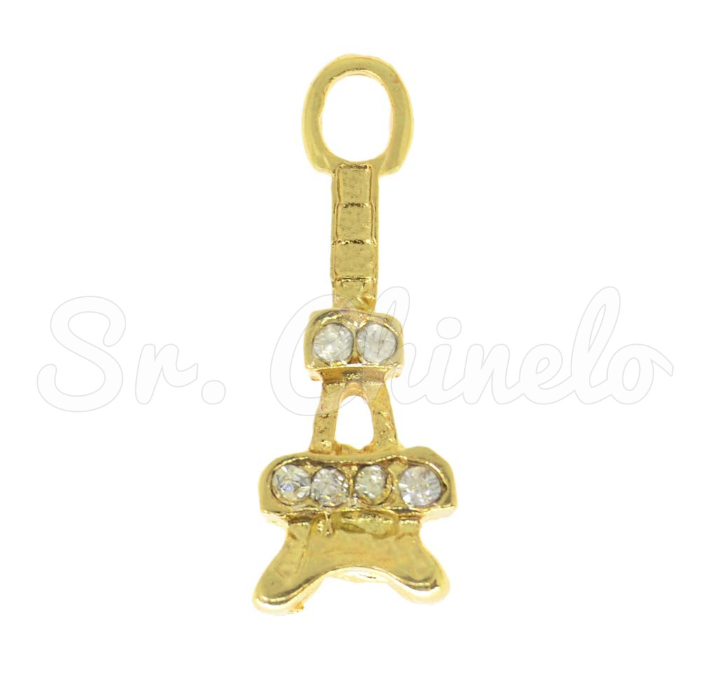 Pingente, Torre Eiffel, Ouro, Cristal