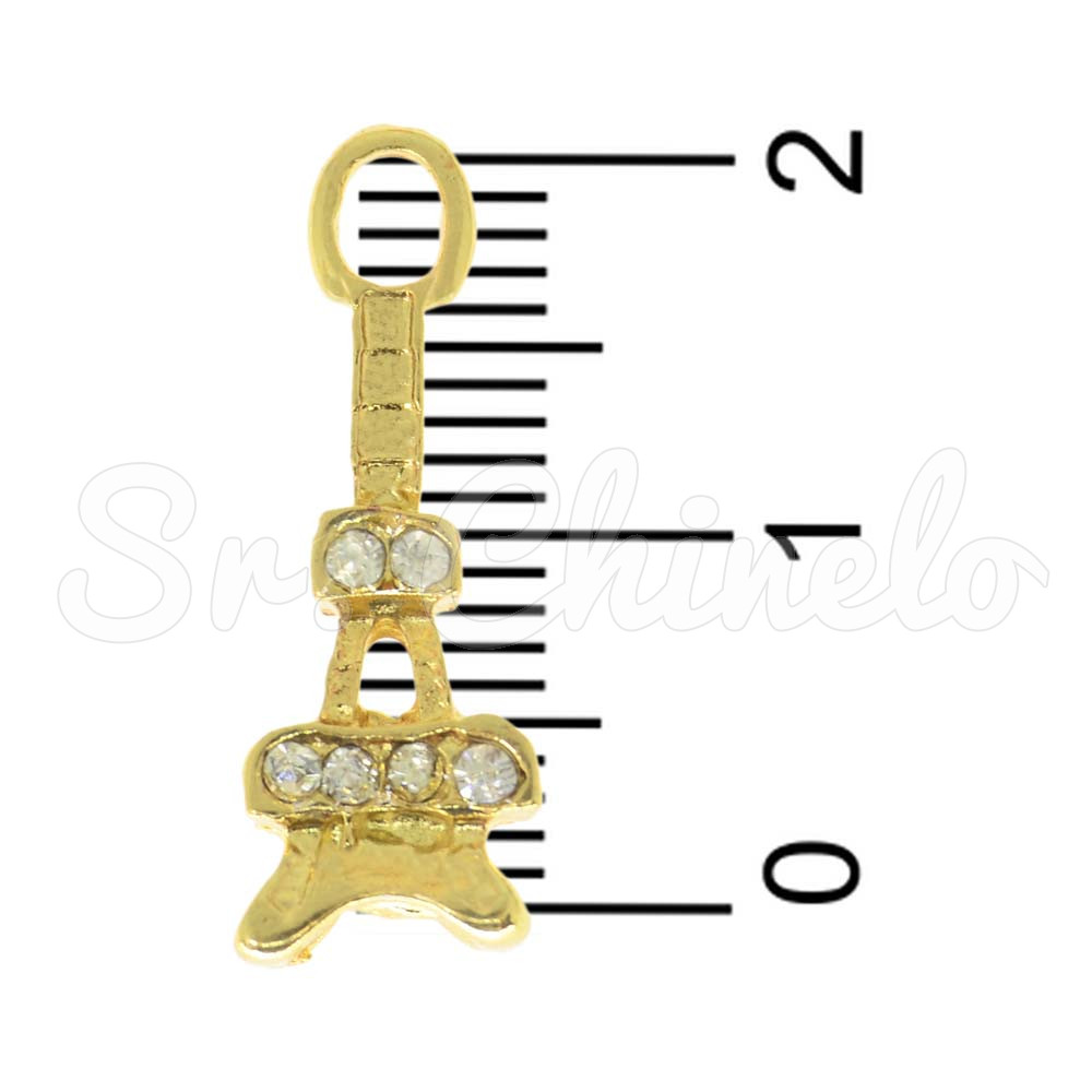 Pingente, Torre Eiffel, Ouro, Cristal
