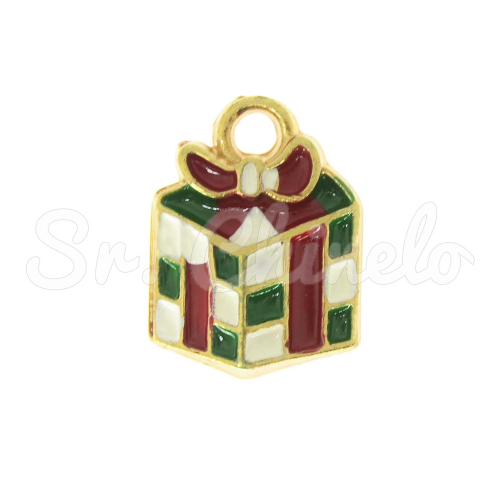 Pingente, Presente de Natal, Ouro, Branco/Vermelho/Verde