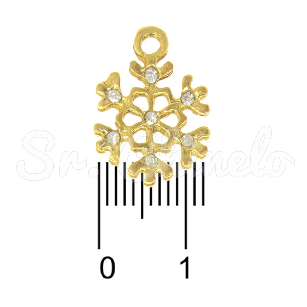 Pingente, Floco de Neve, Ouro, Cristal